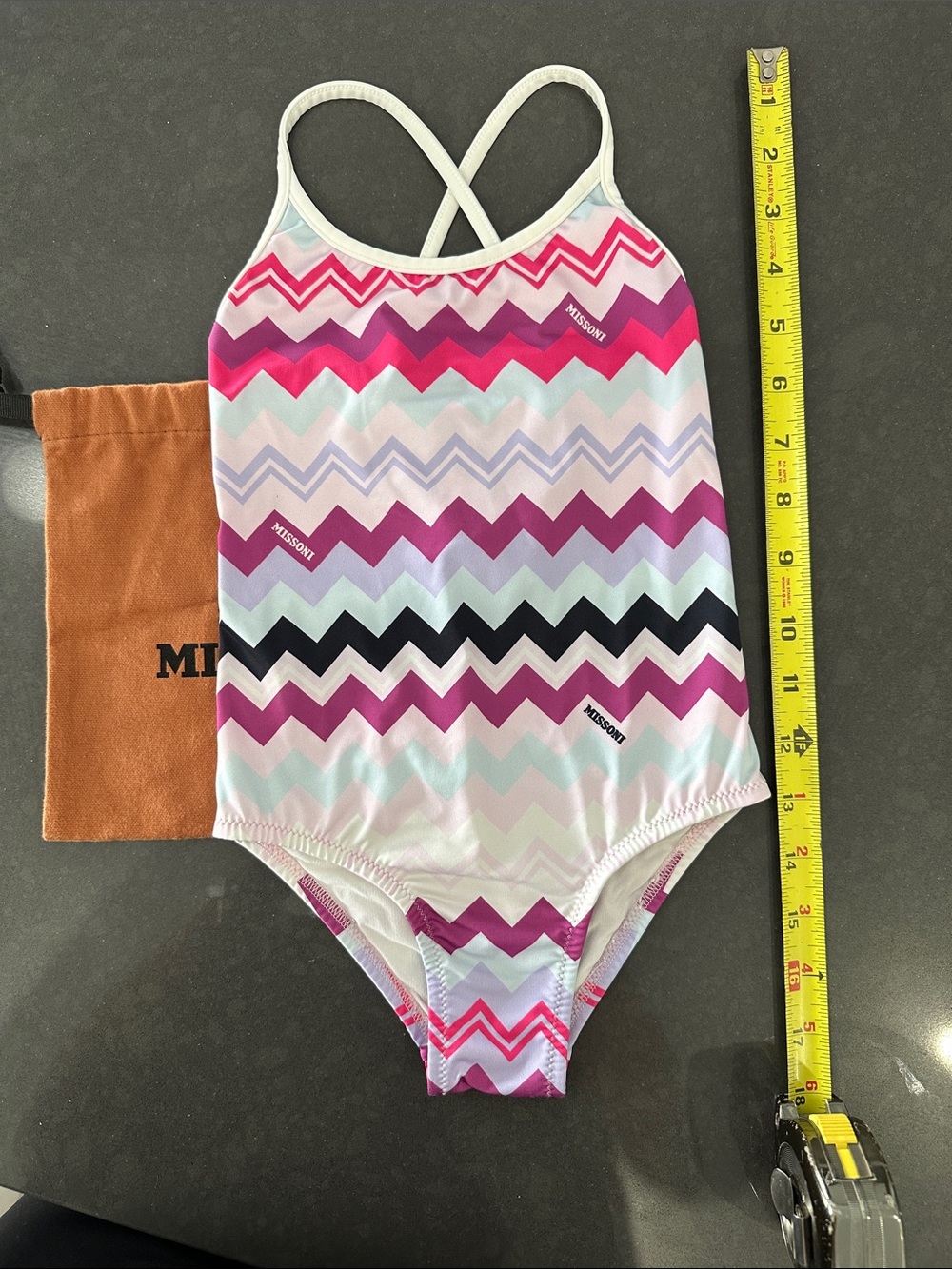 Missoni Girls Chevron One-Piece Swimsuit in Pink, Purple, Black